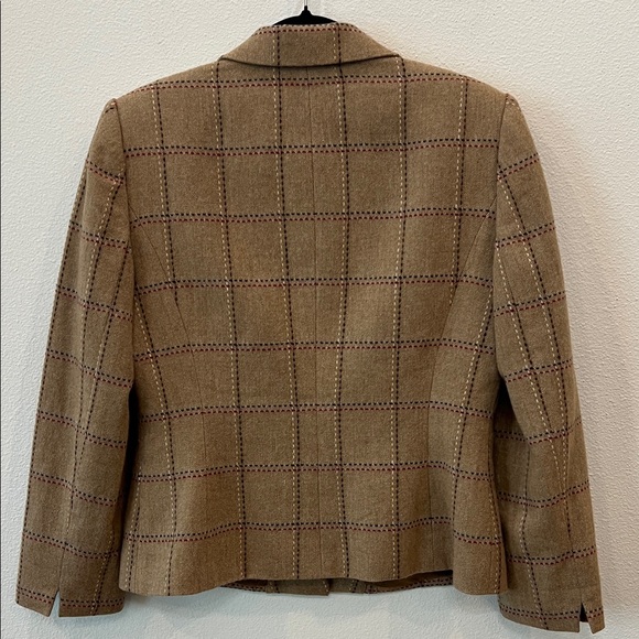 Kasper Women's 10P Fully Lined Wool Brown Checkered Blazer NWOT - Picture 7 of 7